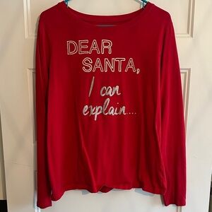Red Long Sleeve 'Dear Santa' Top